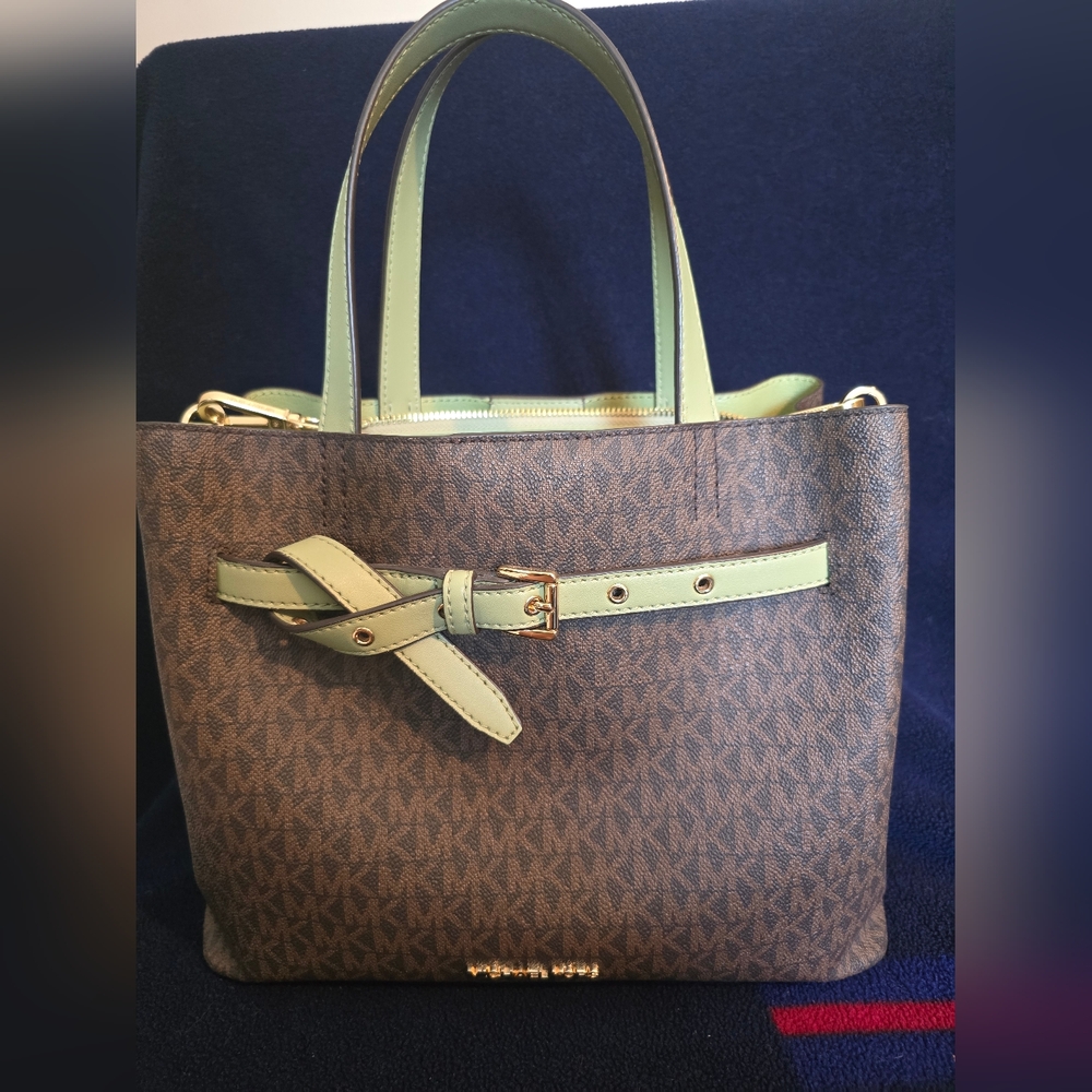 Michael Kors Brown and Green Tote Bag